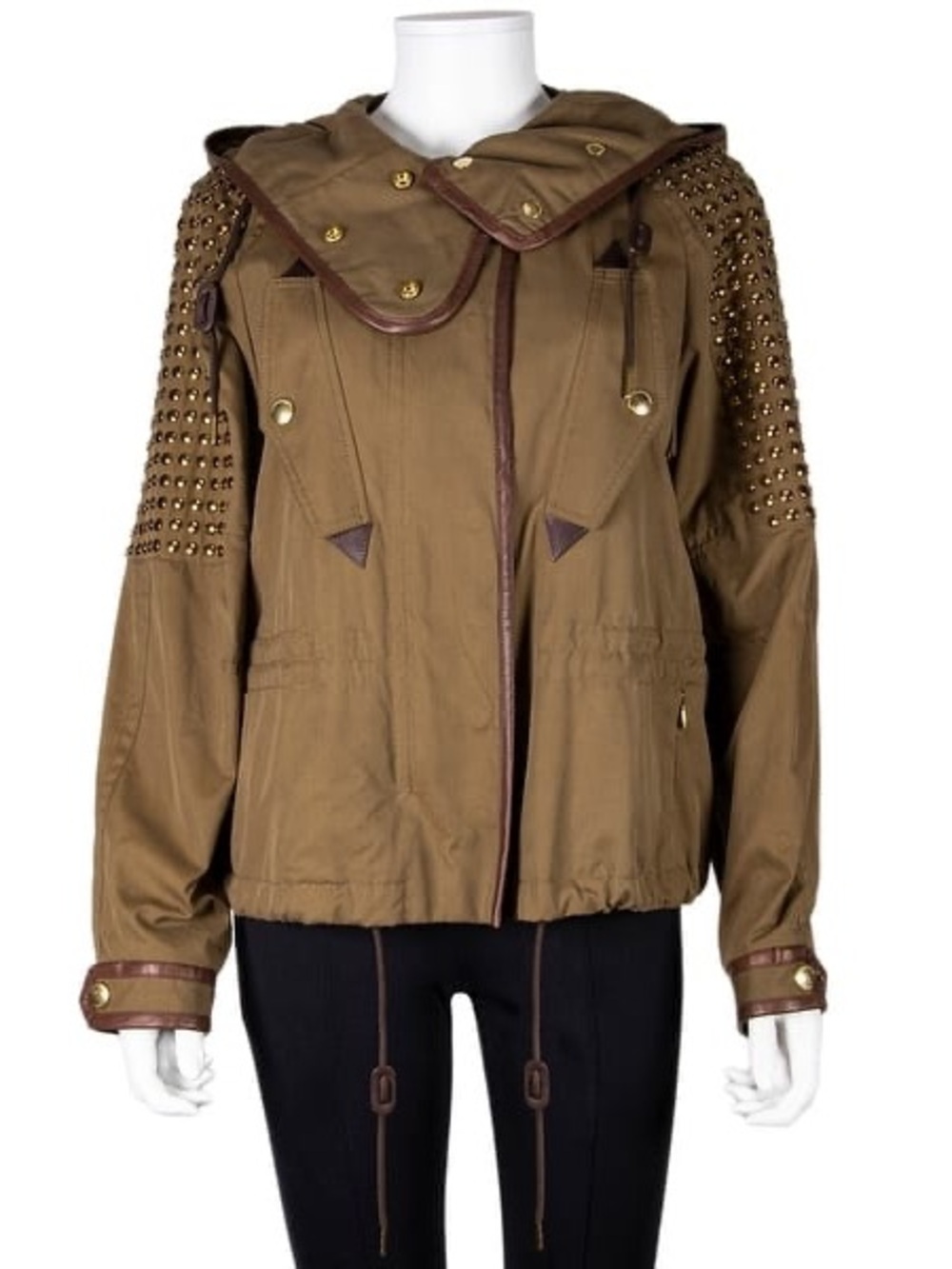 Burberry Brit Olive Green Studded Zip-Up Jacket - Picture 4 of 8